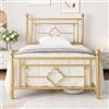 MUTICOR Letto in metallo 90x200 cm con testiera e pediera, Oro | Testiera floreale, 31,5 cm spazio, Supporto 272 kg, Silenzioso, Montaggio facile