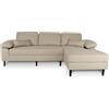 SAMIRA Divano angolare 3 posti con chaise longue destra mod. Washington (Tessuto, Beige)