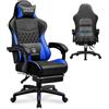 GTPLAYER Sedia da gioco, sedia da gioco, sedia da ufficio, ergonomica, regolabile in altezza, adatta per inverno ed estate, con schienale doppio, rivestimento rimovibile e supporto lombare blu