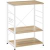 WOLTU Scaffale per Cucina Carrello per Microonde Forno a 3 Ripiani in Metallo e Legno Scaffalature Fioriera Multiuso, Rovere Chiaro