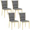 WOLTU Set di 4 Sedie Sala da Pranzo, Sedie da Cucina in Velluto | Schienale Alto, Gambe in Metallo, Portata 150 kg, Grigio Scuro
