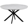 Brigros - Tavolo Rotondo Da Pranzo In Legno O Effetto Marmo Da 120 Cm O 140 Cm, Tavolo Da Pranzo Moderno Per Cucina o Sala Da Pranzo Con Gambe In Metallo Nero Opaco (Grigio chiaro, 140 cm)