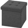 WOLTU Sedia a Cubo Pieghevole Pouf Cassapanca Poggiapiedi Panche Contenitore con Coperchio Rimovibile MDF Oxford Lino Grigio Scuro