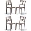REDÒKASA Set 4 sedie in polipropilene TETI, MADE IN ITALY, impilabile, idrorepellente, resistenza raggi UV, design moderno albero della vita per sala da pranzo, cucina, bar, ristoranti, esterno (Tortora, 4)