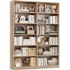 FirFurd Libreria in rovere a 6 ripiani per soggiorno con 12 scomparti aperti, scaffale autoportante per casa, ufficio, 120 x 30 x 188,7 cm