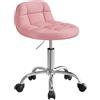 WOLTU Sgabello con Ruote, Sedia da Trucco, Altezza Regolabile per Estetista Parrucchiere, Tattoo Studio e Salone, Velluto, Rosa
