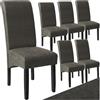 tectake® Set 6 Sedie Sala da Pranzo Ergonomiche, Sedie Moderne Sala da Pranzo con Gambe in Legno Massiccio, Sedie Comode per Ideali per Soggiorno e Cucina, Design Elegante - Grigio Marmorizzato