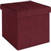 INTIRILIFE Pouf Pieghevole 38x38x38 cm in Rosso Ciliegia - Cubo Sedile con vano portaoggetti e Rivestimento in Tessuto con cavità - Cubo Sedile Contenitore poggiapiedi Contenitore Pouf pettorale