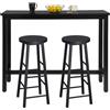WOLTU Tavolo Alto con 2 Sgabelli, Set Pranzo per Cucina, Sala da Pranzo, Isola da Cucina, Sgabelli Rotondi, Struttura in Metallo, Design Industriale, Nero