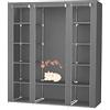 LANTUS Armadio Guardaroba Con Barre Porta Abiti,Organizzatore Portascarpe Mobiletto Bagno Ingresso, Armadio in Tessuto Pieghevole Guardaroba in Tessuto,172 * 134 * 43 cm (grigio)