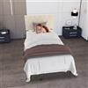 Froadp Letto 90 x 200 cm - Matrimoniale con Doghe in Legno, Testiera Imbottita con Bottoni, Struttura per Camera da Letto, Design Moderno (Beige)