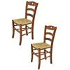 t m c s Tommychairs - Set 2 sedie modello Cuore per cucina bar e sala da pranzo, robusta struttura in legno di faggio color noce chiaro e seduta in paglia