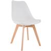 CLP Sedia da Pranzo Linares Plastic I Tessuto I Velluto I Corda I Aspetto Pelle I Poltrona con Struttura in Legno, Colore:Bianco, Materiale:Plastica