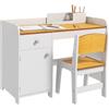 ZONEKIZ Tavolo Scrivania per Bambini con Sedia in Legno 3-6 Anni Bianco | Banco Scuola per Bambini, con Cassetto, Seggiola Abbinata