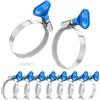 SHYSBV Set di 10 fascette stringitubo in acciaio inox con dado ad ala (32 - 50 mm) - qualità W2, per acqua, giardino, gas e tubi per piscina (blu)