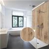 WALLando Pannello posteriore doccia di alta qualità, 250 x 100 cm, facile da montare, per doccia e bagno, pannello doccia in PVC di alta qualità, effetto legno, satinato, rovere nero chiaro