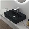 Mai & Mai Lavabo da Appoggio 51x36x13cm, Lavabo Bagno Sospeso Lavandino Bagno Brüssel206 in Ceramica con Nano Rivestimenti inclusi, Nero opaco