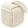 VAVPUP Fermaporta con nodo a corda, fermaporta decorativo nautico con manico, 14 x 14 x 26 cm, 1,8 kg, robusto fermaporta quadrato per casa, come supporto per libri (bianco)