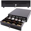 Olympia XLD 460A - Cassetto per contanti con 5 scomparti per banconote e 8 per monete - Cassetto contanti con connettore RJ-12 12-24 Volt inversabile, cassetto di cassa solido da 46,5 x 46 x 10,4 cm