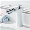 ANWEALTH Rubinetto Bagno Miscelatore Lavabo Miscelatore per Lavello Cascata Bianco + Cromo Rubinetto da Bagnos Miscelatori Monoforo per Lavabo da Bagno