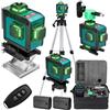 Weytoll Livella laser 4 x 360 16 linee Laser a linea trasversale verde con 2 batterie, base di sollevamento, supporto a parete magnetico,Treppiede da 1,2 m (blu)