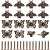 AHANDMAKER 16 pomelli vintage per armadio con api e farfalle, antiche maniglie per cassetti in bronzo con viti, motivo animali, accessori per mobili per comò e armadi