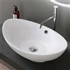 doporro Lavabo Bagno da Appoggio Ovale 59x38,3x19,2 cm, Lavamani Soprapiano | Lavandino per Bagno in Ceramica, Colore Bianco, Finitura Opaca, Superficie con Effetto Loto, Sistema con Troppopieno