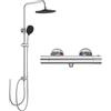 Auralum Colonna Doccia con Miscelatore Termostatico, Set Doccia con 25cm Soffione a Pioggia e Doccetta 4 Getti, Saliscendi Doccia Acciaio Inox Regolabili Fori Muro, Miscelatore Doccia Cromato