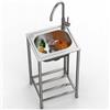 SUFAPRE Lavelli Commerciale per Ristorante Lavello da Esterno Lavello da Cucina Lavabo a Libera Installazione In Acciaio Inox con Rubinetti Caldi e Freddi per Garage Giardino