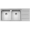Foster Lavello Cucina 2 Vasche + Gocciolatoio dx 1160x500 mm - Acciaio Inossidabile Sottopiano Modern