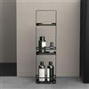 doporro Scaffale da Pavimento per Bagno Nero a 3 Ripiani Organizer Toilette in Acciaio al Carbonio 18 x 12,5 x 67,3 cm Reglo02