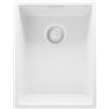 PRIMAGRAN Lavello da Cucina Tutto Bianco 36x47cm, Lavandino in Granito a 1 vasca + Sifone Classico, Lavabo da Cucina Incasso al Mobile 40cm - London Slim S034