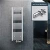 ELEGANT Radiatore per Bagno 1200x400mm Bianco Radiatore per Bagno con Attacco Centrale Radiatore Portasciugamani Scaldasalviette con Termostato Multiblocco Cromato