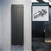 ELEGANTE Termoarredo Design Flat 1800 x 569 mm con Termostato Multiblocco Cromato, Radiatore Piatto Singolo Strato Verticale Attacco Centrale