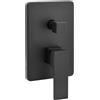 Inbagno Miscelatore doccia a incasso nero opaco con deviatore, design squadrato in ottone con leva monocomando e corpo a incasso incluso, KUBO