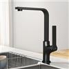 EMKE Rubinetto da cucina Nero Opaco con design ultra sottile, 30x22x10 cm, rubinetto girevole a 360° per cucina, miscelatore in acciaio inox per cucine moderne