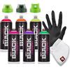 BLACK MONTANA Set di bombolette spray dai colori neon/fluorescenti - 6 X 400 ml