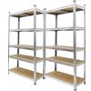 ECD Germany 2 x Scaffale Officina Carichi Oggetti Pesanti Lavoro Garage Magazzino Scantinato - 180x90x40 cm - Portata max. 750kg - Scaffalatura 5 Ripiani Metallo Senza Bullone Pannelli in MDF Robusto