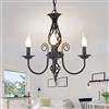 ENXING Lampada A Sospensione Ombra Chandelier Retro Restaurant Classic Candela Lampadario A Sospensione Regolabile in Altezza E14 Luci Del Pendente Ferro Battuto, Sospensione Lampadari,Nero,3 heads /50cm