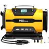 MBG line® Compressore portatile dual-power 12V/230V | Gonfiatore pneumatici auto digitale auto-Stop | Mini compressore con luce LED e borsa per casa/esterno, incl. Presta