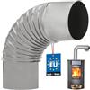 KOTARBAU® Arco per canna fumaria a 90°, Ø 120 mm, tubo per stufa, tubo di scarico in lamiera, gomito per camino, forno, argento, tubo angolare