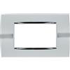 puntoluceled Placca Quadra in tecnopolimero compatibile con BTicino Living Light 4 moduli Cromo Lucido - Cornice frontale da incasso cassetta 504