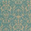 Ornamenta Carta da parato damascato beige su base verde mare. Trama tessuto in rilievo Ornamenta 95503