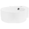 ML DESIGN modern living ML-Design Lavabo ad Angolo d'Appoggio in Ceramica Bianco Rotondo 45 x 36 x 13 cm Lavandino Angolare a Parete con Troppopieno Foro per Rubinetto Scarico Lavamani Design Moderno Lavello Bagno WC Ospiti