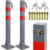 Sonnewelt 2x Paletti per parcheggio Barriera per parcheggio con 3 chiavi, Barriere per parcheggio con strisce riflettenti, Paletti di sbarramento pieghevoli, Acciaio robusto Base stabile Paletti per