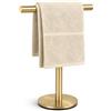 bluebyrne Porta asciugamani da bagno in piedi, a forma di T, in acciaio inox SUS304, finitura spazzolata, barra a torre per bagno, cucina, piano di lavoro (oro