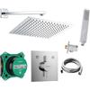 vanvilla Hansgrohe Duo Turn E e vanvilla - Doccia a pioggia con rubinetto, soffione doccia rettangolare, set doccia HG201 lucido