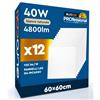 Eurocali 12 Pannelli LED 60x60 40W Quadrati da Incasso Chip CREE 4800 lumen Driver Starsense Garanzia 6 Anni - Luce Naturale 4000K - Plafoniera da Ufficio Alta Luminosità 120 lm/W da Soffitto e Controsoffitti