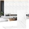 Monucep Pannello da parete effetto marmo, 120 x 60 cm, rivestimento da parete in PVC, 4 pezzi, per parete posteriore della cucina, impermeabile, per bagno, doccia, cucina, bianco