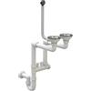 Granitan Scarico Lavandino Cucina - Sifone Lavandino - Sifone Lavello Cucina con Attacco per Lavastoviglie - Scarichi 115 mm (3 1/2) - Scarico per 2 vasche - Bianco/Cromo - Classico - Granitan